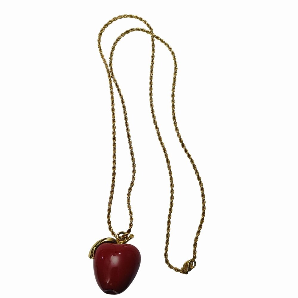 Red Apple Pendant Necklace Vintage Kenneth Jay La… - image 7